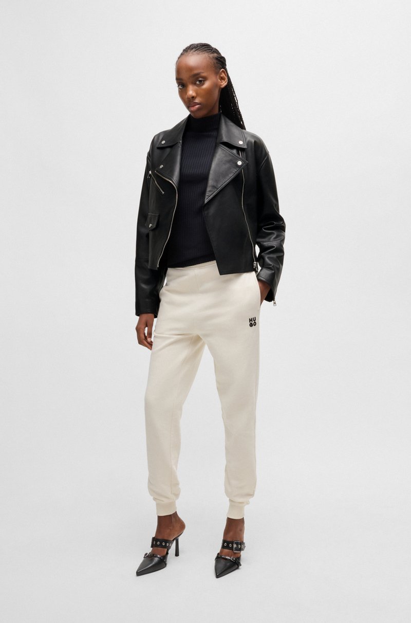 Hugo Boss Chaqueta Biker De Piel Con Cremalleras En Las Mangas