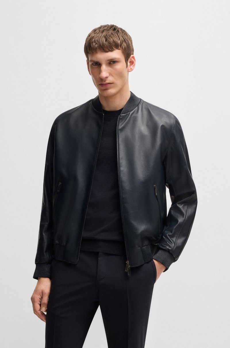 Hugo Boss Chaqueta BOSS x ASTON MARTIN de piel de napa con detalles calados