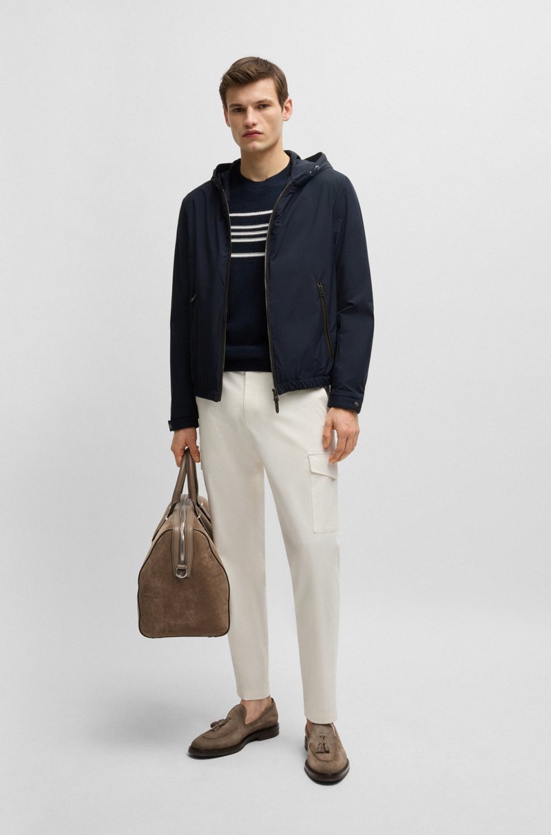 Hugo Boss Chaqueta Con Capucha En Material Aterciopelado