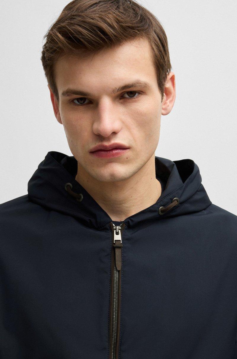 Hugo Boss Chaqueta Con Capucha En Material Aterciopelado