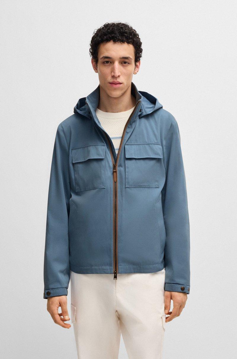 Hugo Boss Chaqueta con capucha en sarga de algodón y seda