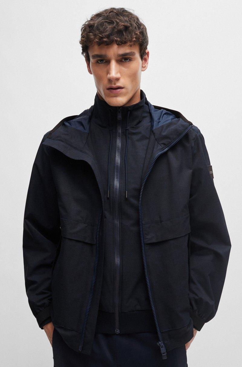 Hugo Boss Chaqueta Con Capucha Regular Fit De Tejido Elástico De Malla Transpirable
