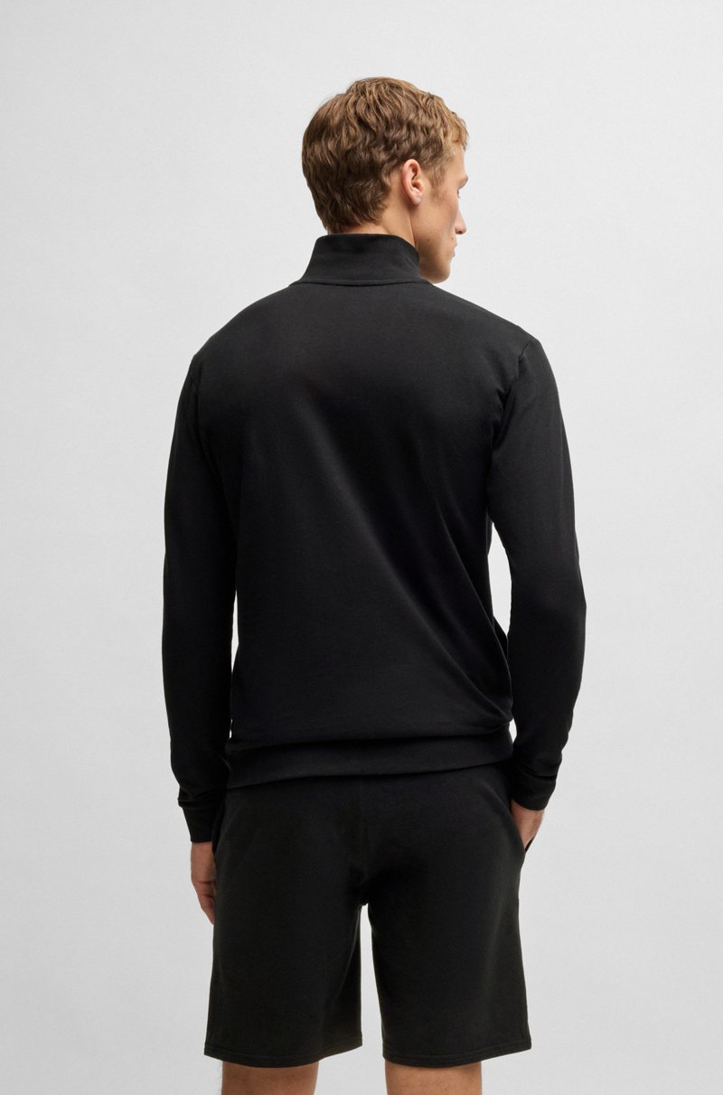 Hugo Boss Chaqueta Con Cremallera De Felpa De Algodón Con Logo En Contraste