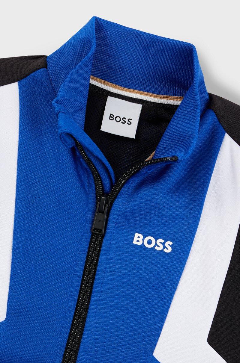 Hugo Boss Chaqueta Con Cremallera Para Niños Con Rayas Y Detalles De Logo