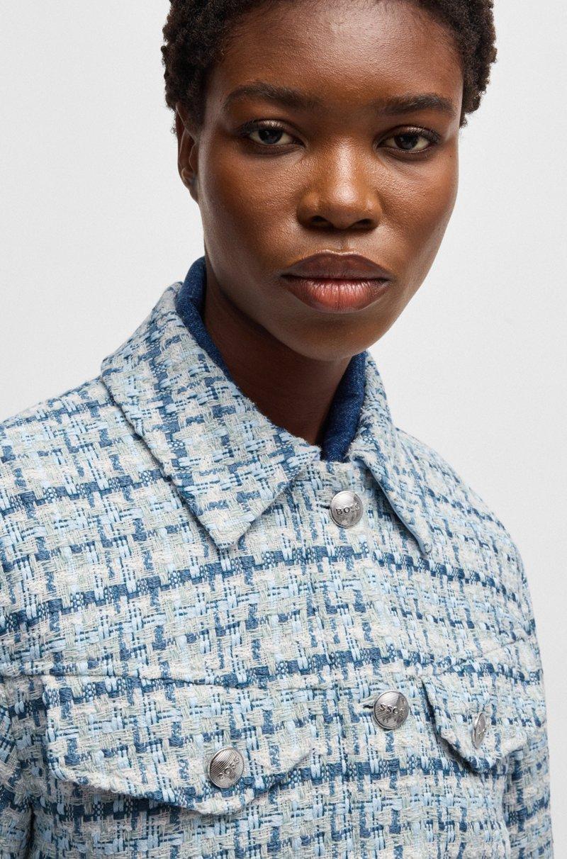 Hugo Boss Chaqueta Corta De Tweed Con Botones Metálicos