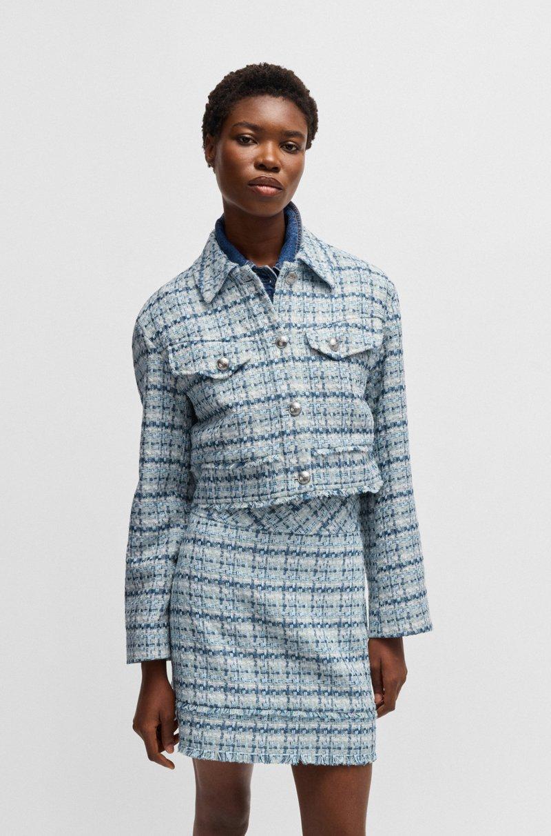 Hugo Boss Chaqueta corta de tweed con botones metálicos