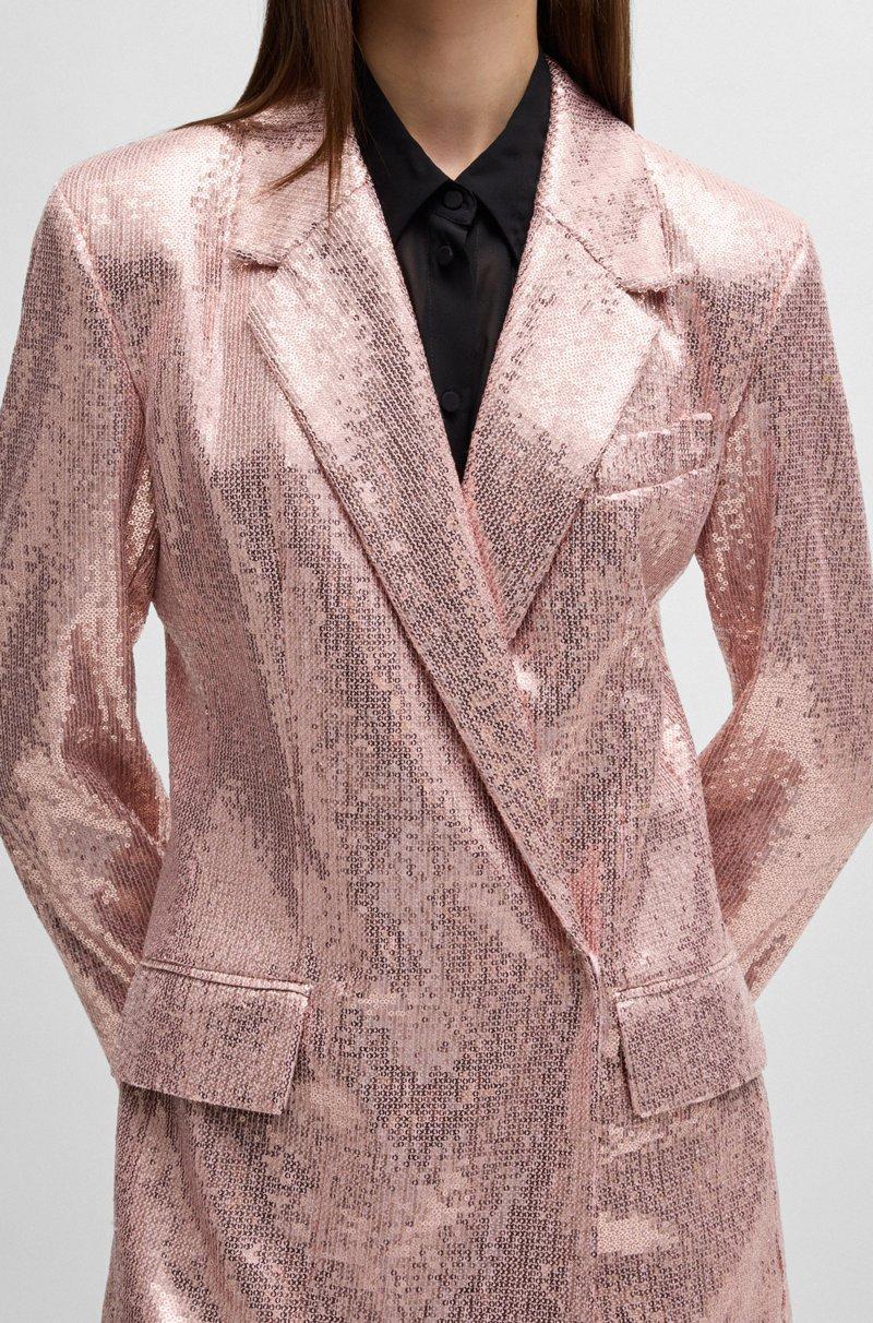 Hugo Boss Chaqueta Cruzada Oversize Fit Con Adornos De Lentejuelas