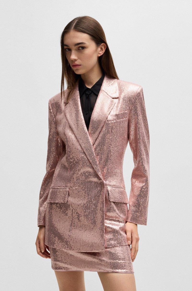 Hugo Boss Chaqueta cruzada oversize fit con adornos de lentejuelas