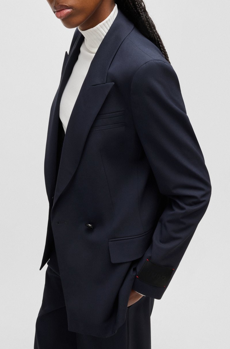 Hugo Boss Chaqueta Cruzada Regular Fit De Tejido Elástico