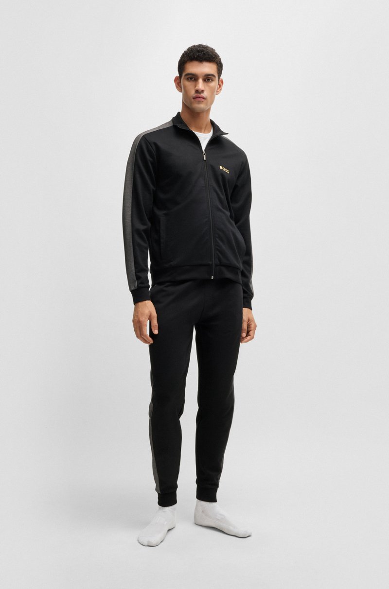 Hugo Boss Chaqueta De Algodón Con Cremallera Y Logo Estampado Metalizado