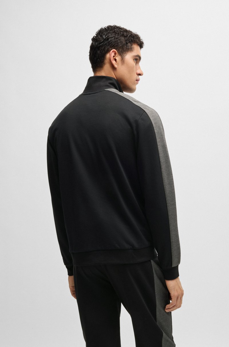 Hugo Boss Chaqueta De Algodón Con Cremallera Y Logo Estampado Metalizado
