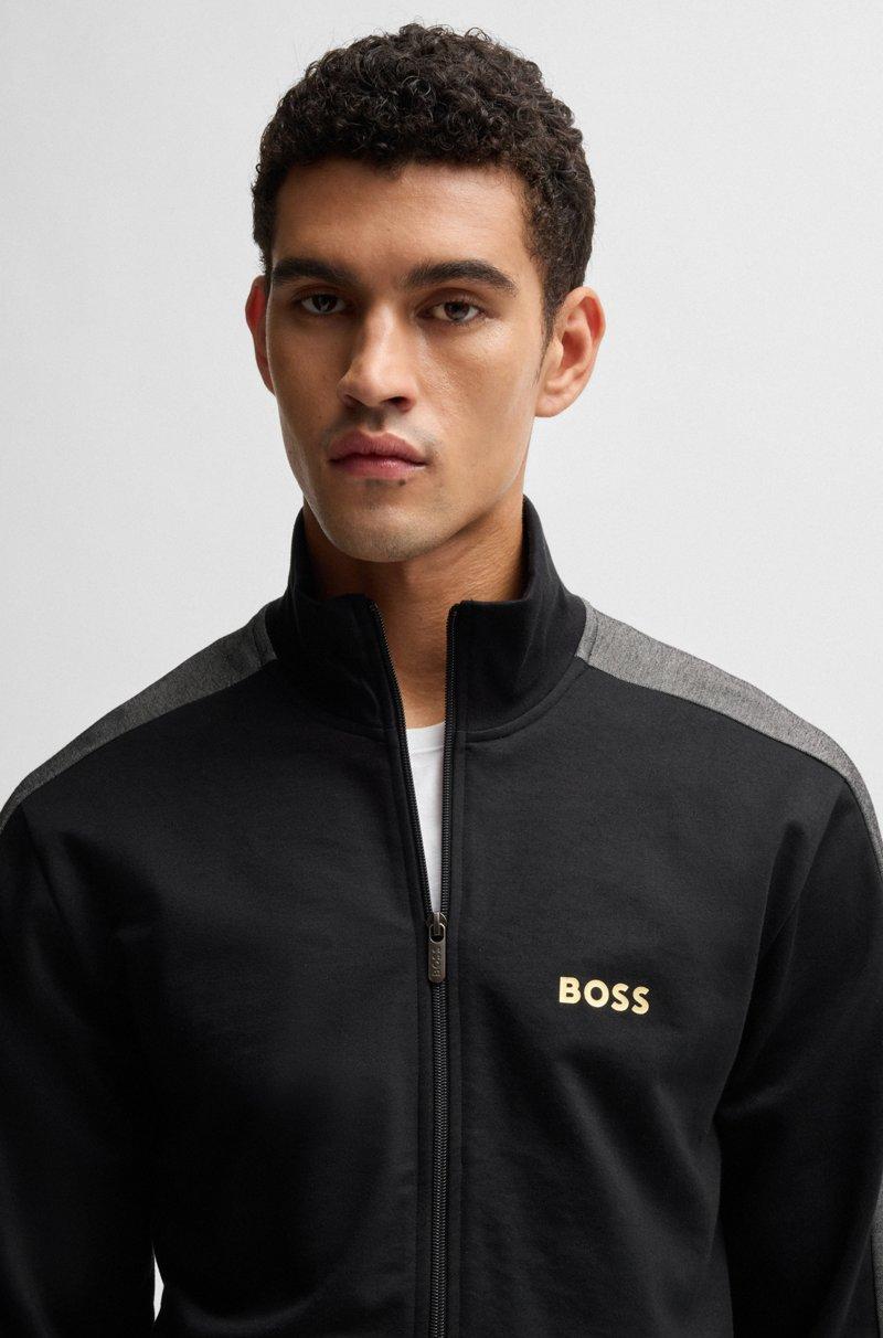 Hugo Boss Chaqueta De Algodón Con Cremallera Y Logo Estampado Metalizado