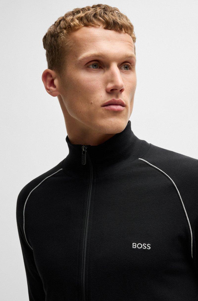 Hugo Boss Chaqueta De Algodón Elástico Con Logo Bordado