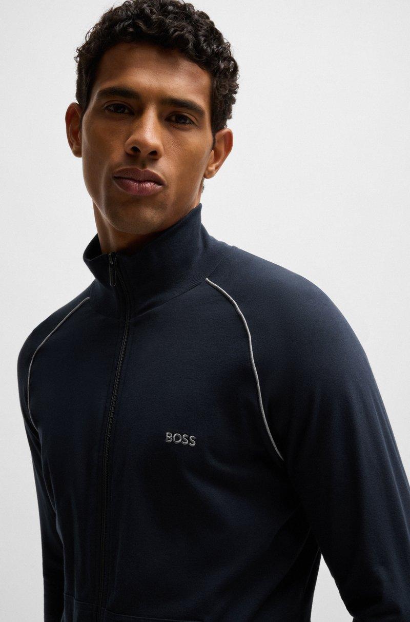 Hugo Boss Chaqueta De Algodón Elástico Con Logo Bordado