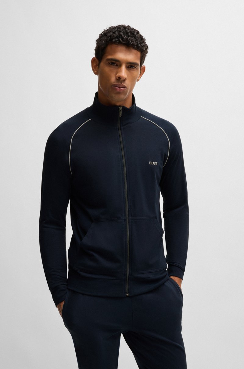 Hugo Boss Chaqueta de algodón elástico con logo bordado