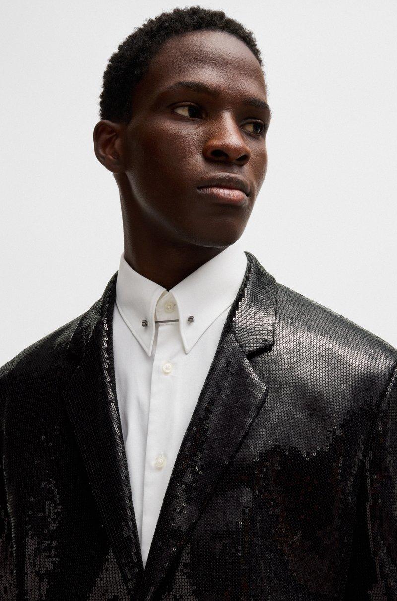 Hugo Boss Chaqueta De Corte Moderno En Tejido Elástico Con Lentejuelas