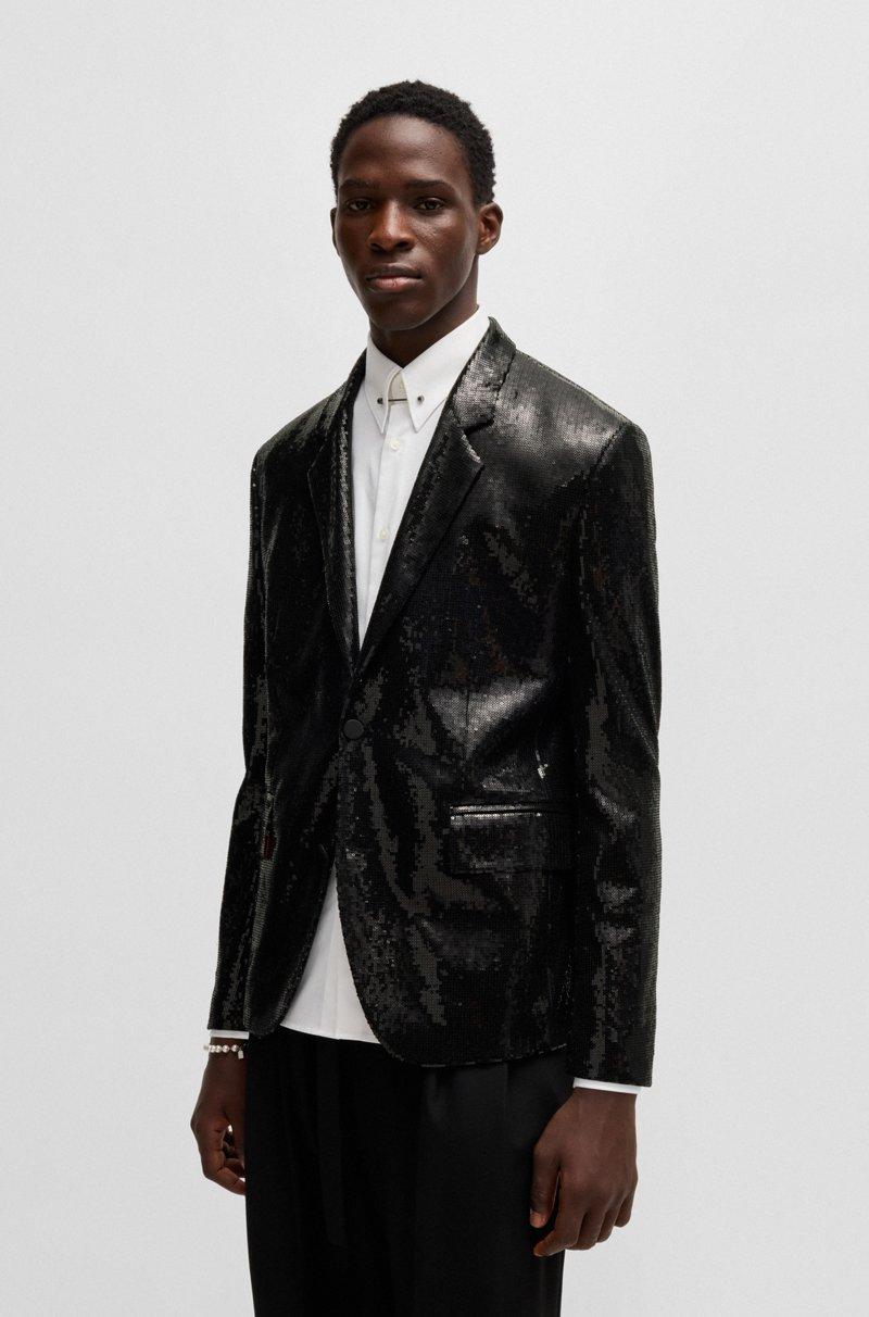 Hugo Boss Chaqueta de corte moderno en tejido elástico con lentejuelas