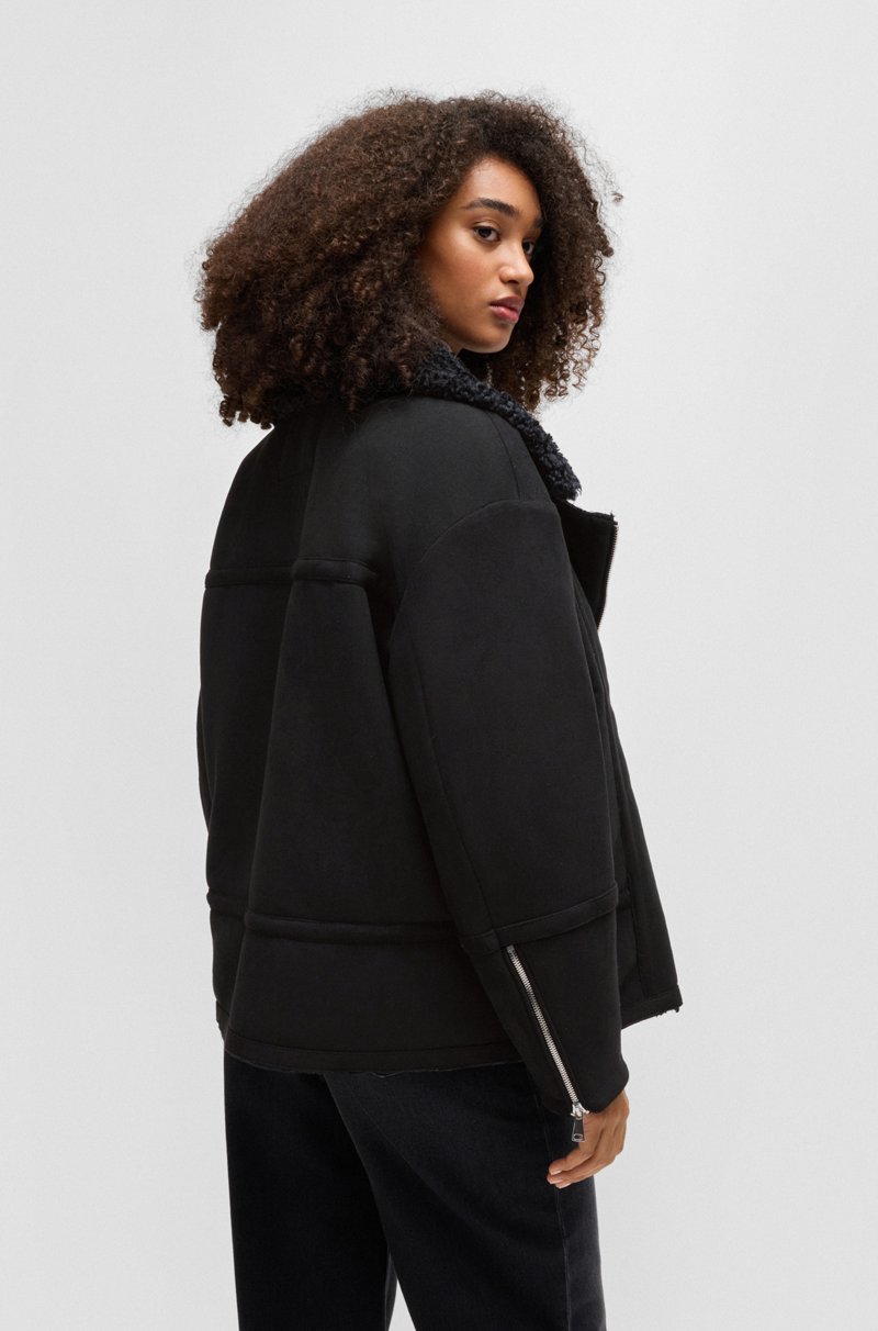 Hugo Boss Chaqueta De Estilo Aviador En Ante Y Lana De Cordero Sintéticos