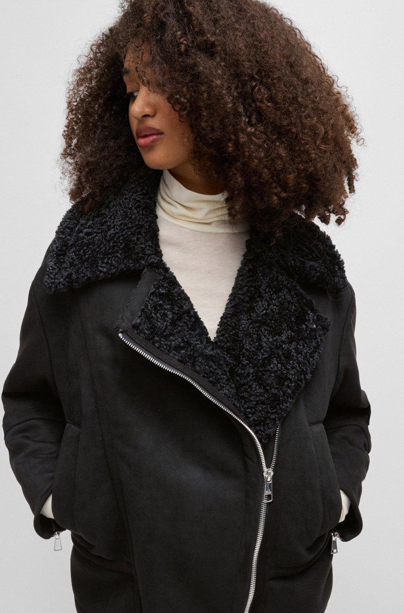 Hugo Boss Chaqueta De Estilo Aviador En Ante Y Lana De Cordero Sintéticos