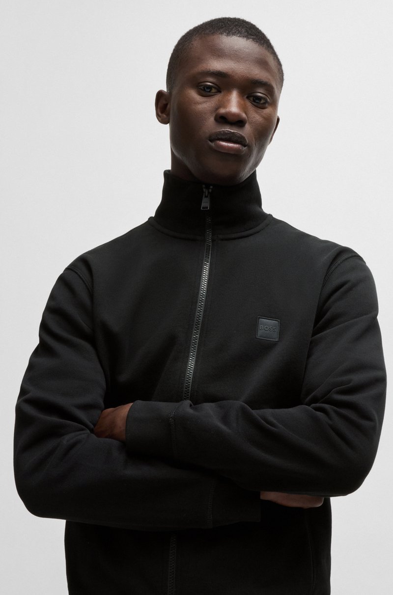 Hugo Boss Chaqueta De Felpa De Algodón Con Cremallera E Insignia De Logo