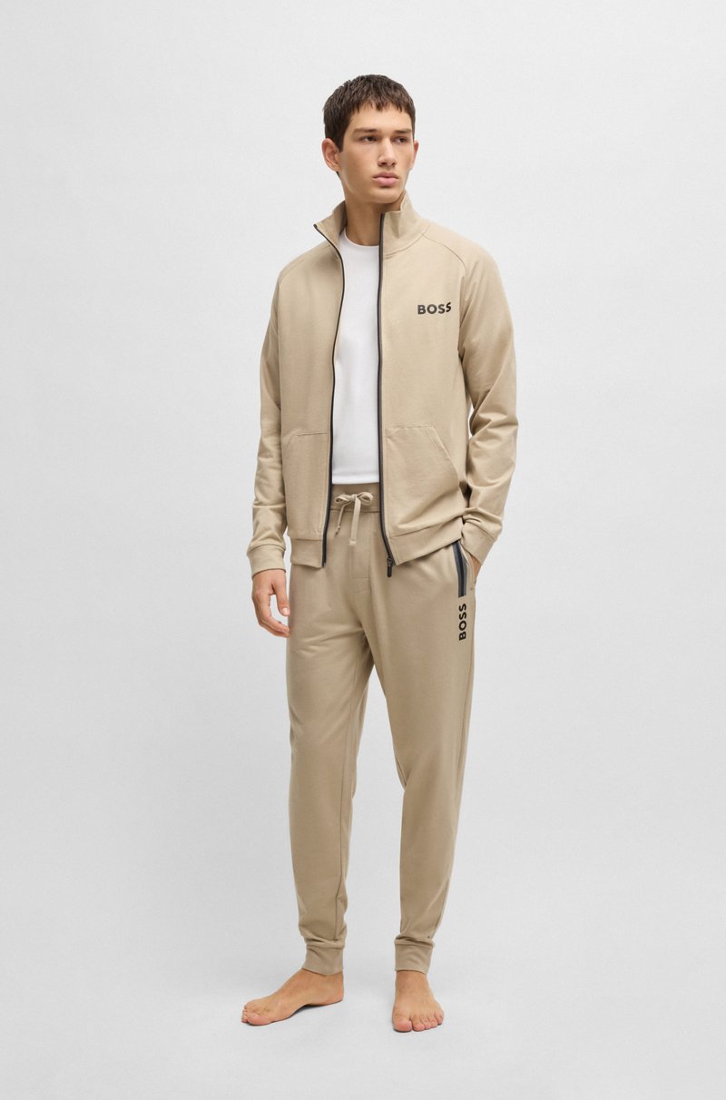 Hugo Boss Chaqueta De Felpa De Algodón Con Cremallera Y Logo Estampado