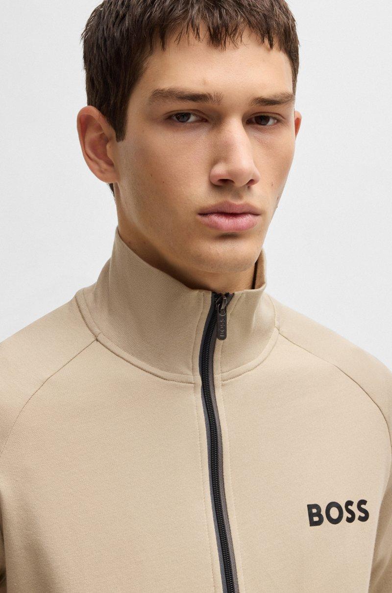 Hugo Boss Chaqueta De Felpa De Algodón Con Cremallera Y Logo Estampado