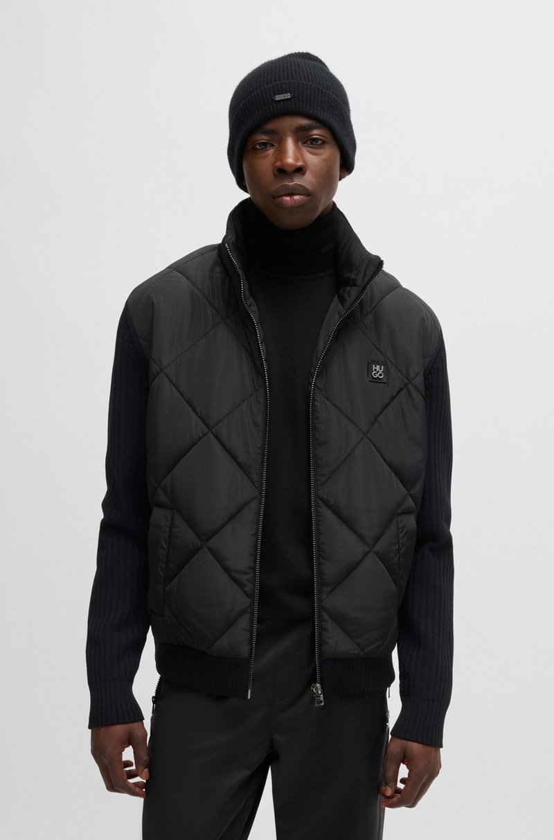 Hugo Boss Chaqueta de mezcla de materiales con panel delantero guateado