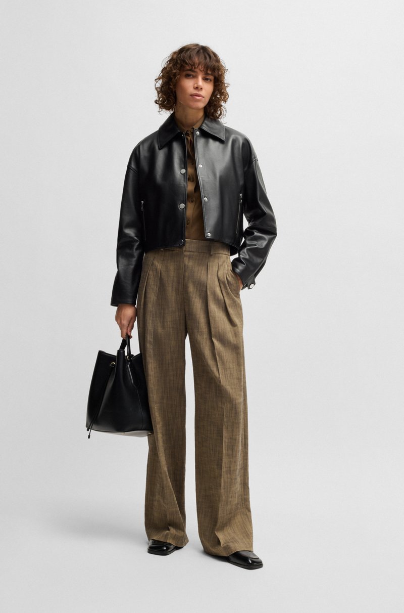 Hugo Boss Chaqueta De Piel Con Botones Automáticos Cubiertos