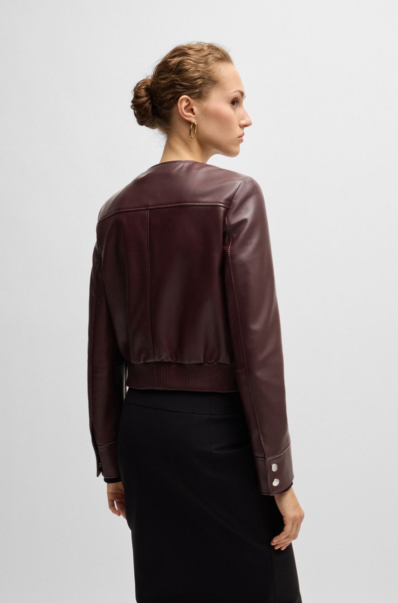 Hugo Boss Chaqueta De Piel Con Botones Automáticos Metálicos