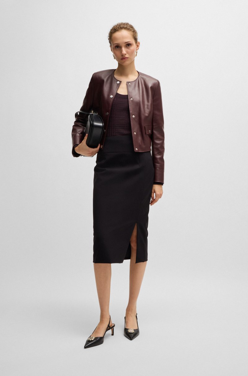 Hugo Boss Chaqueta De Piel Con Botones Automáticos Metálicos