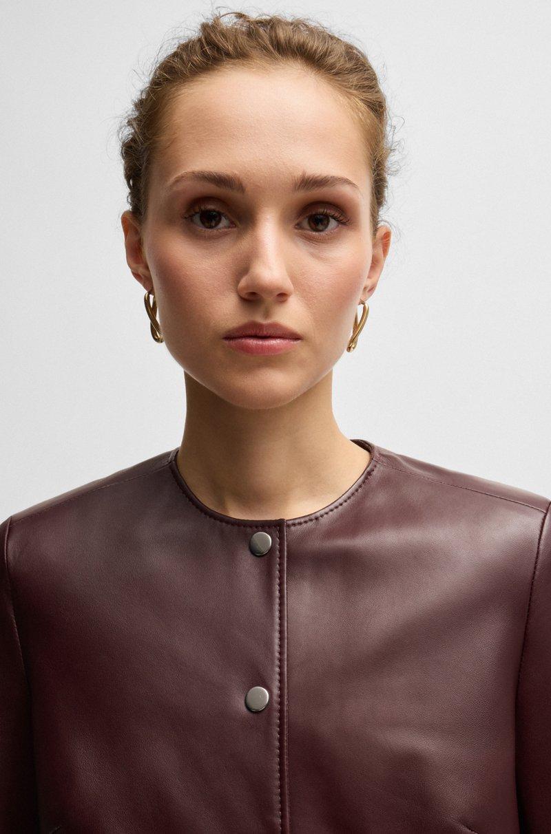 Hugo Boss Chaqueta De Piel Con Botones Automáticos Metálicos
