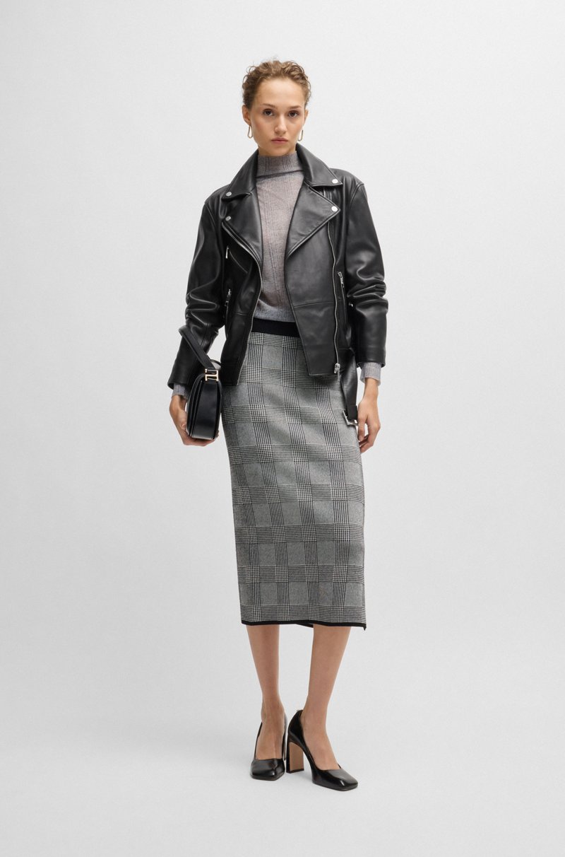 Hugo Boss Chaqueta De Piel Con Cinturón Y Cremallera Asimétrica