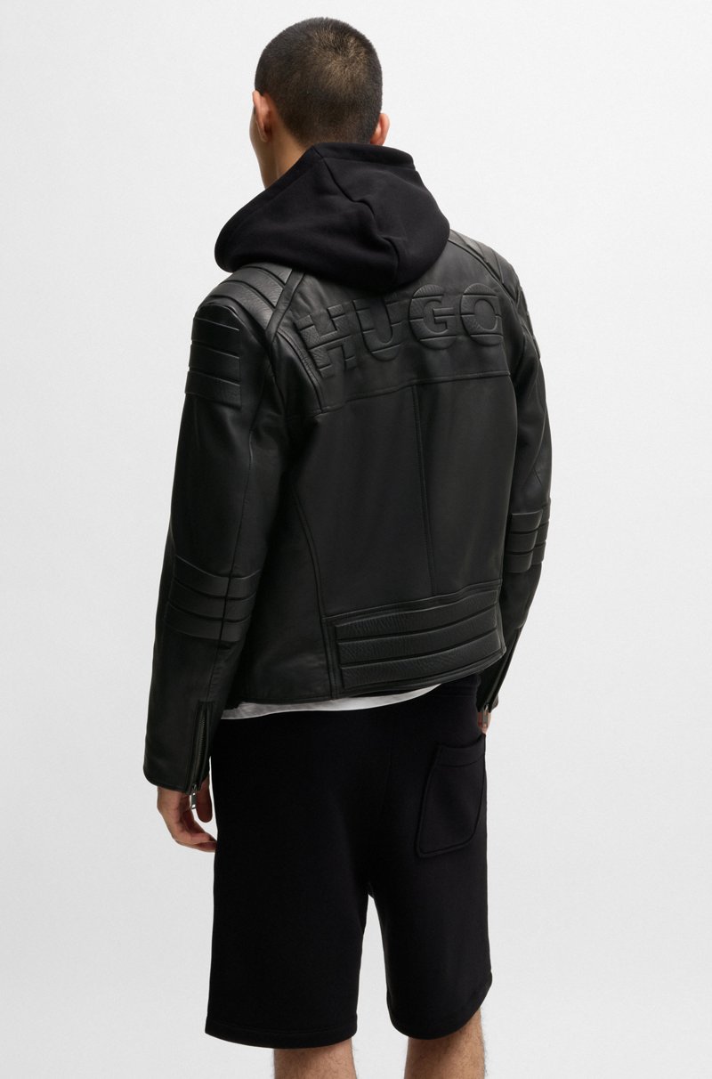 Hugo Boss Chaqueta De Piel Inspirada En El Automovilismo Con Detalles En 3D