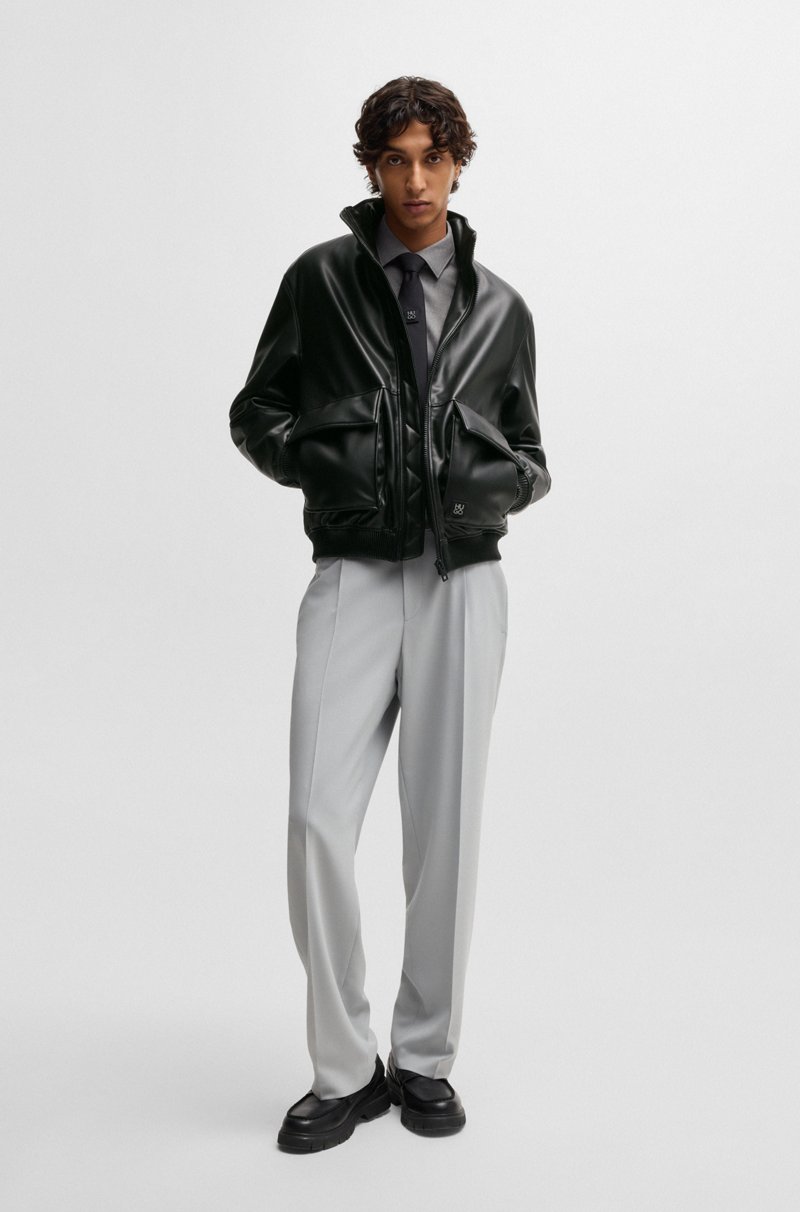 Hugo Boss Chaqueta De Piel Sintética Con Logo Apilado