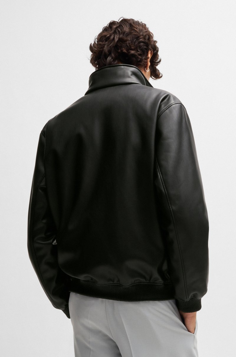 Hugo Boss Chaqueta De Piel Sintética Con Logo Apilado