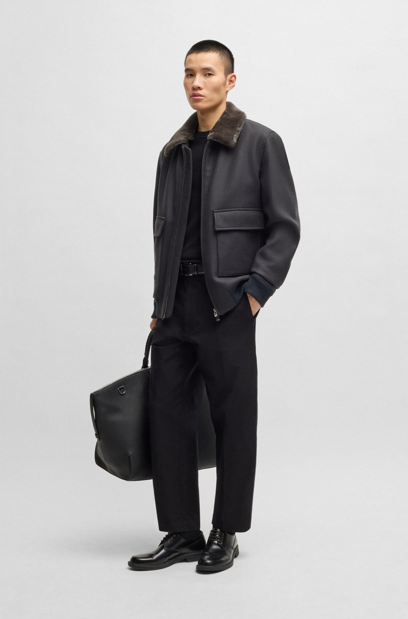 Hugo Boss Chaqueta De Piloto Regular Fit Con Cuello De Imitación De Piel Extraíble