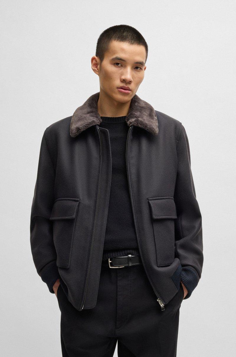 Hugo Boss Chaqueta de piloto regular fit con cuello de imitación de piel extraíble