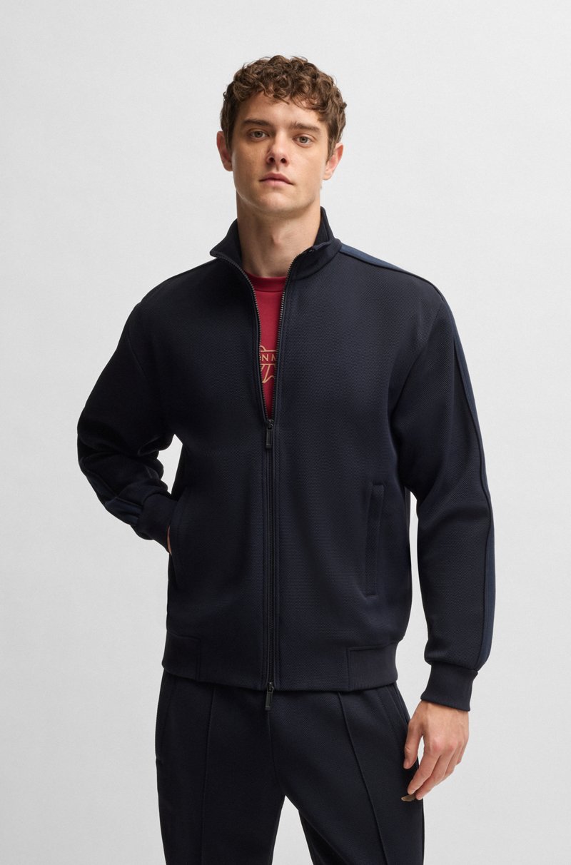Hugo Boss Chaqueta de punto BOSS x ASTON MARTIN con raya de piel calada