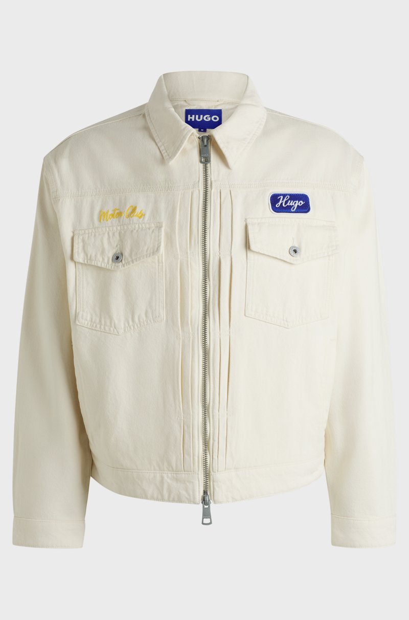 Hugo Boss Chaqueta de sarga de algodón con bordado de “Motor Club”