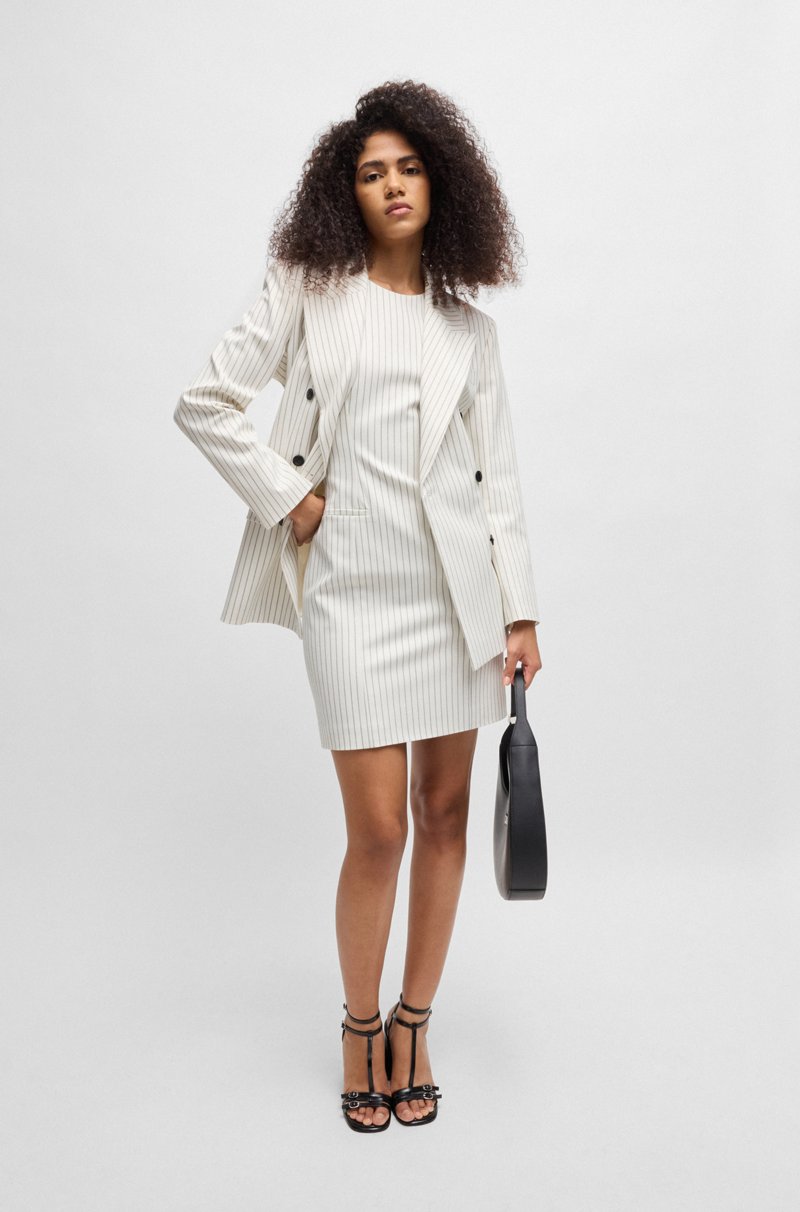 Hugo Boss Chaqueta De Traje Cruzada Oversize Fit Con Raya Diplomática