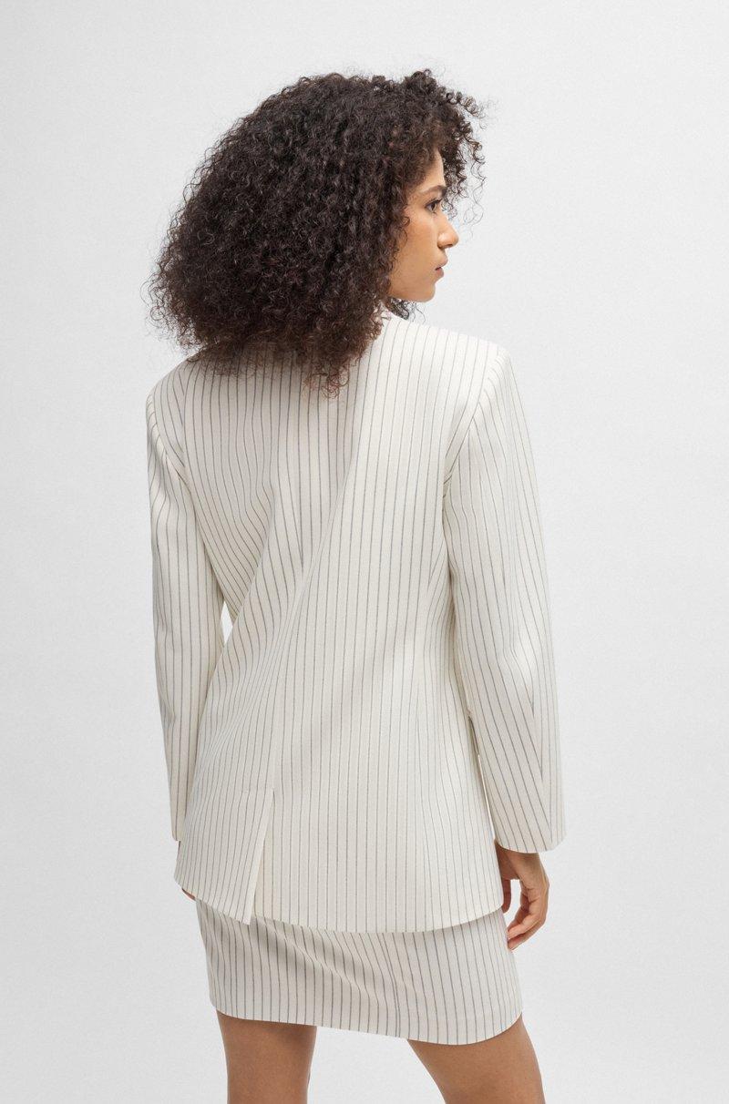 Hugo Boss Chaqueta De Traje Cruzada Oversize Fit Con Raya Diplomática