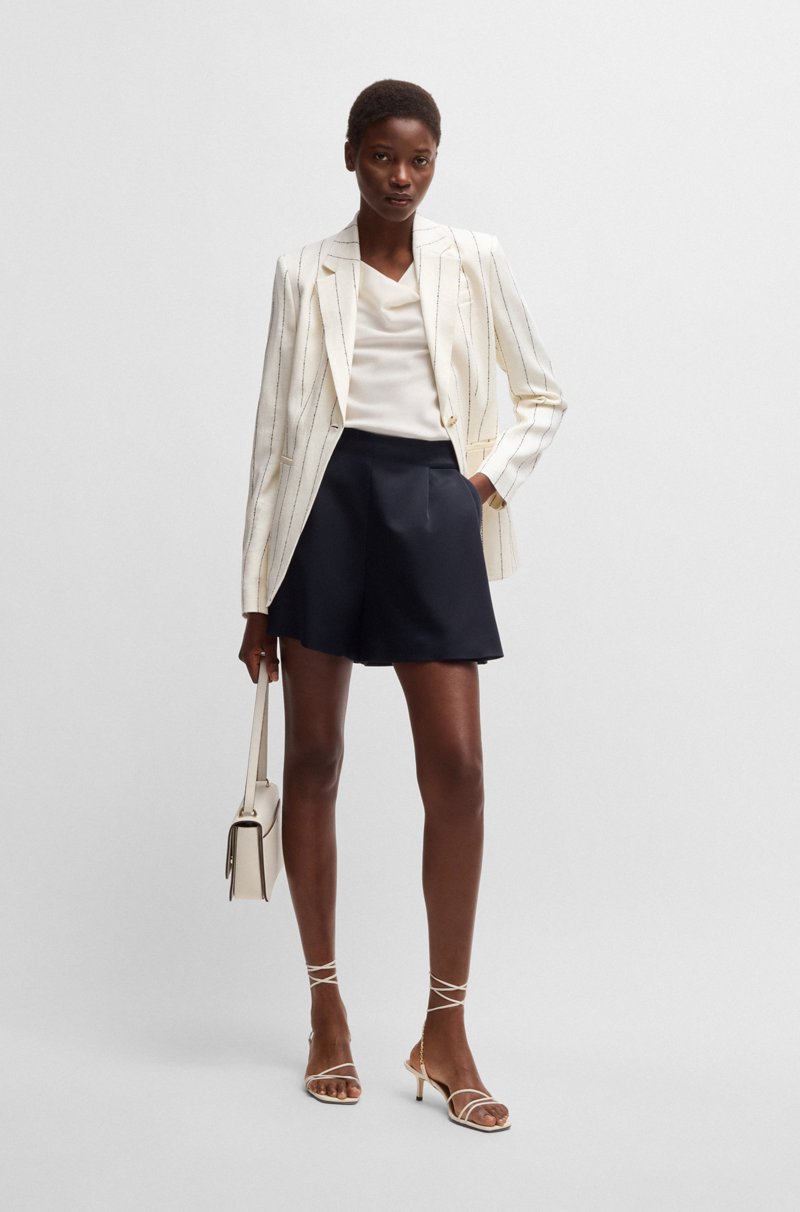 Hugo Boss Chaqueta De Traje Slim Fit En Bouclé De Mezcla De Lino A Rayas