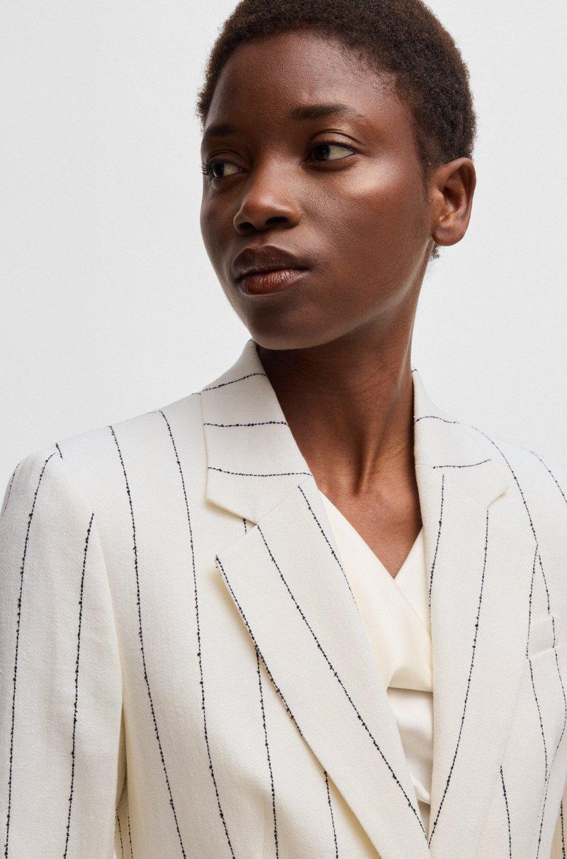 Hugo Boss Chaqueta De Traje Slim Fit En Bouclé De Mezcla De Lino A Rayas