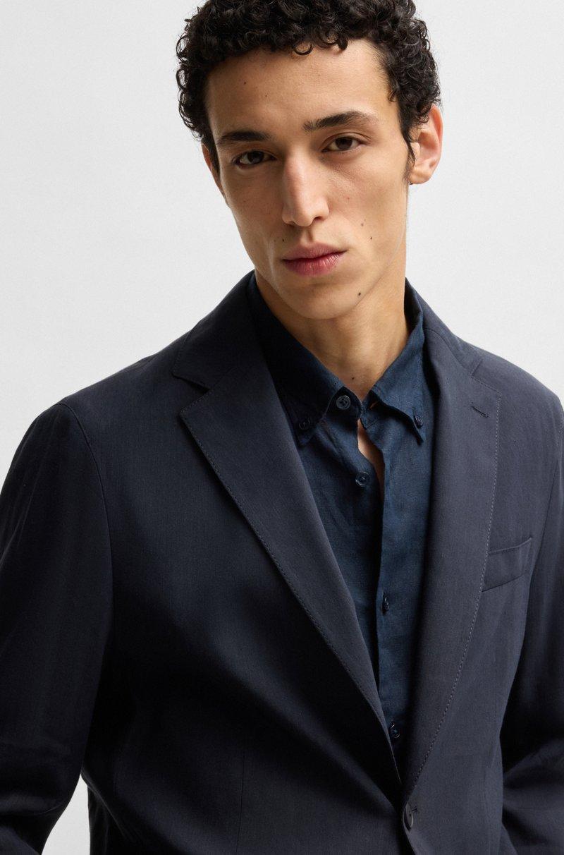 Hugo Boss Chaqueta De Traje Slim Fit En Mezcla De Lino Elástico