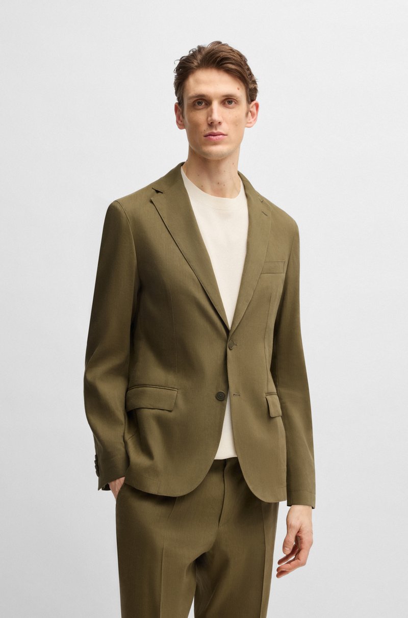 Hugo Boss Chaqueta de traje slim fit en mezcla de lino elástico