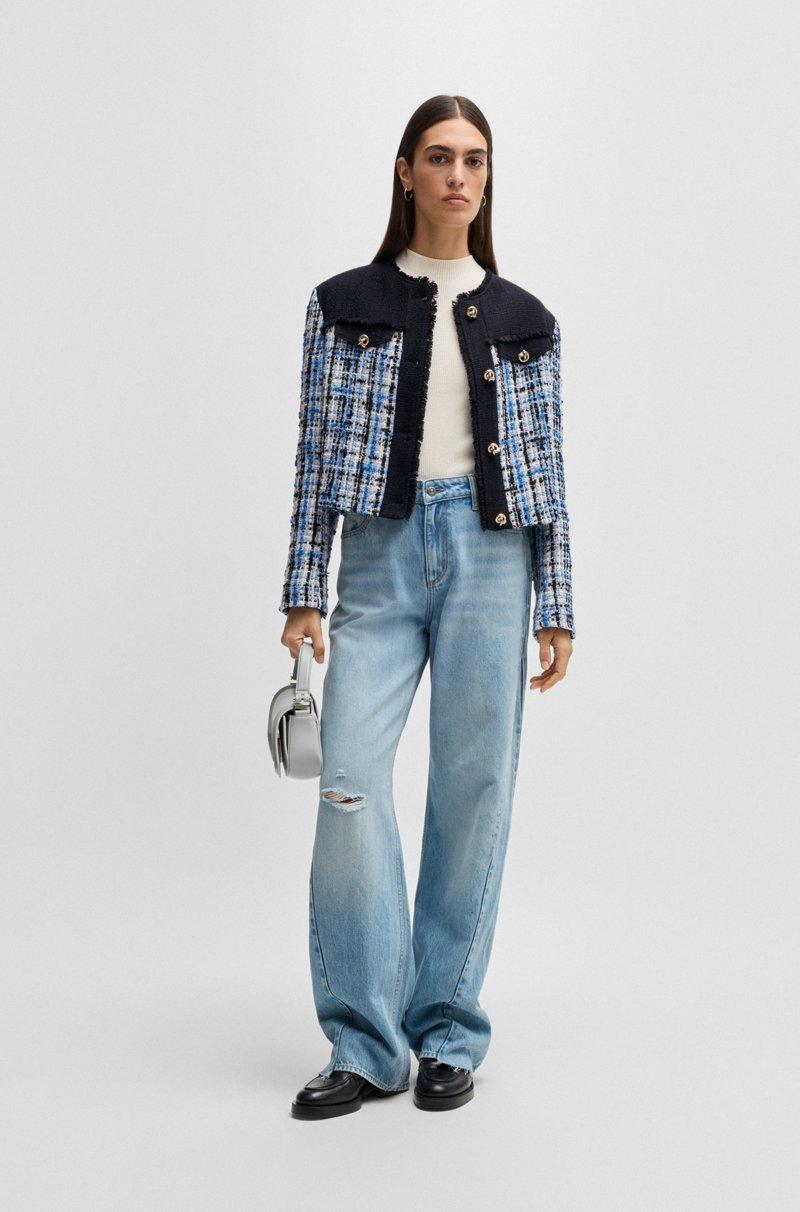 Hugo Boss Chaqueta De Tweed Con Paneles En Contraste Y Botones De Nudo