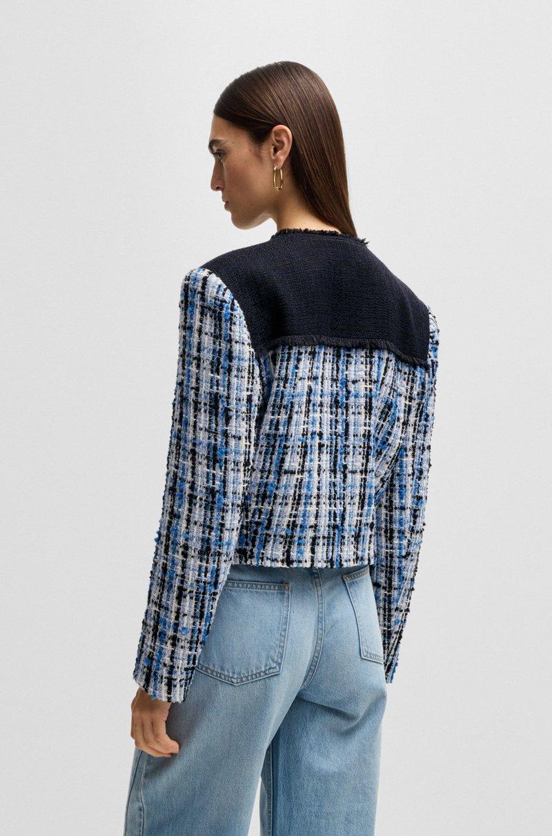 Hugo Boss Chaqueta De Tweed Con Paneles En Contraste Y Botones De Nudo