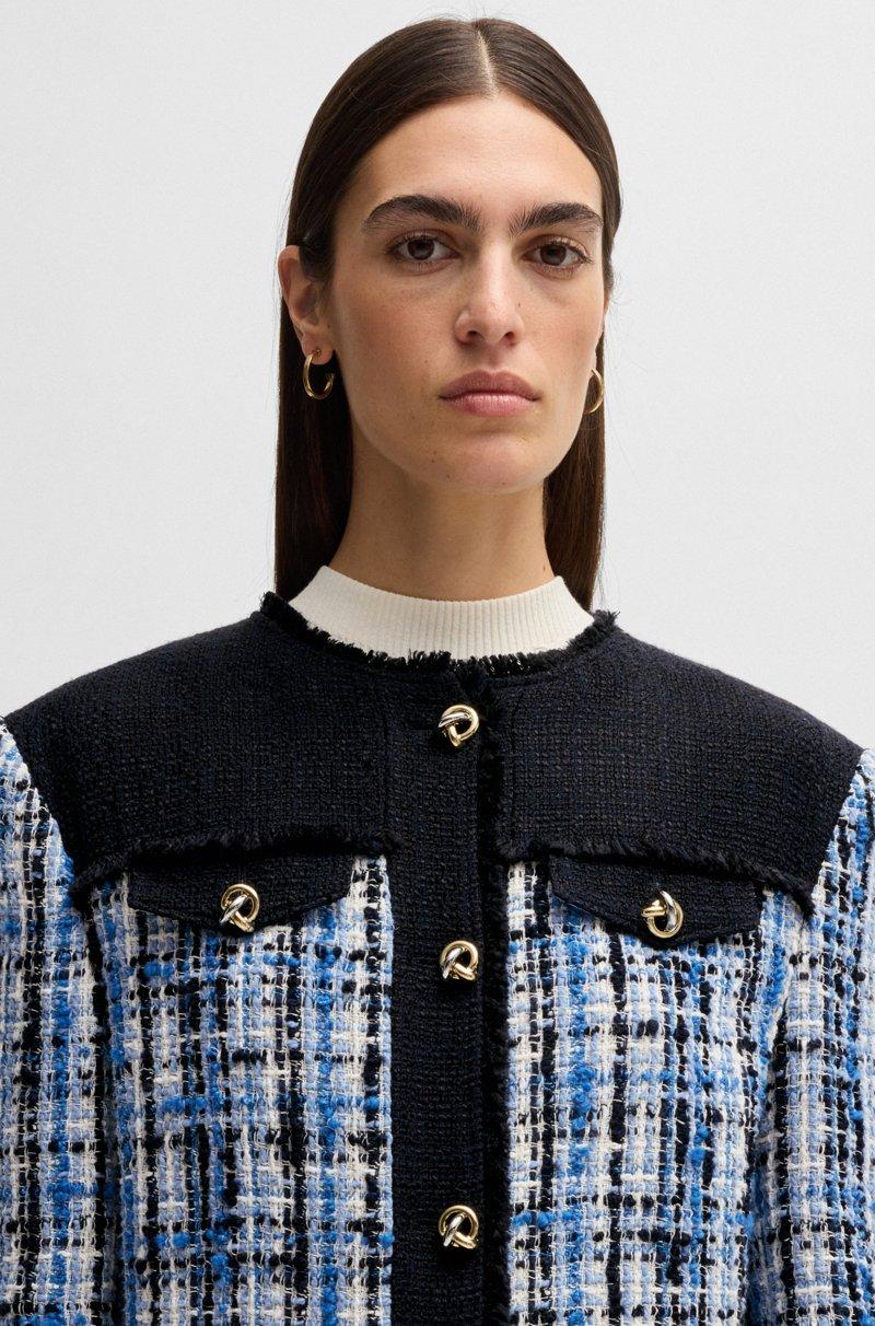 Hugo Boss Chaqueta De Tweed Con Paneles En Contraste Y Botones De Nudo