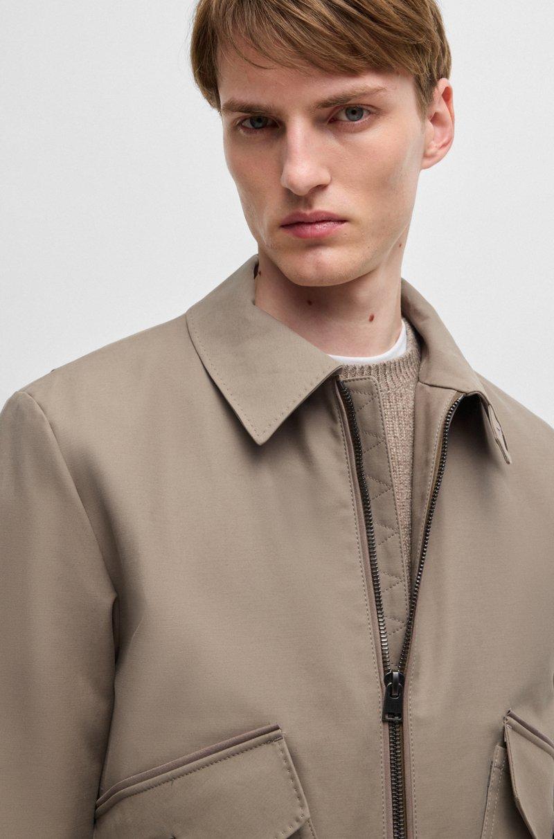 Hugo Boss Chaqueta En Algodón Elástico Con Ribetes De Canalé