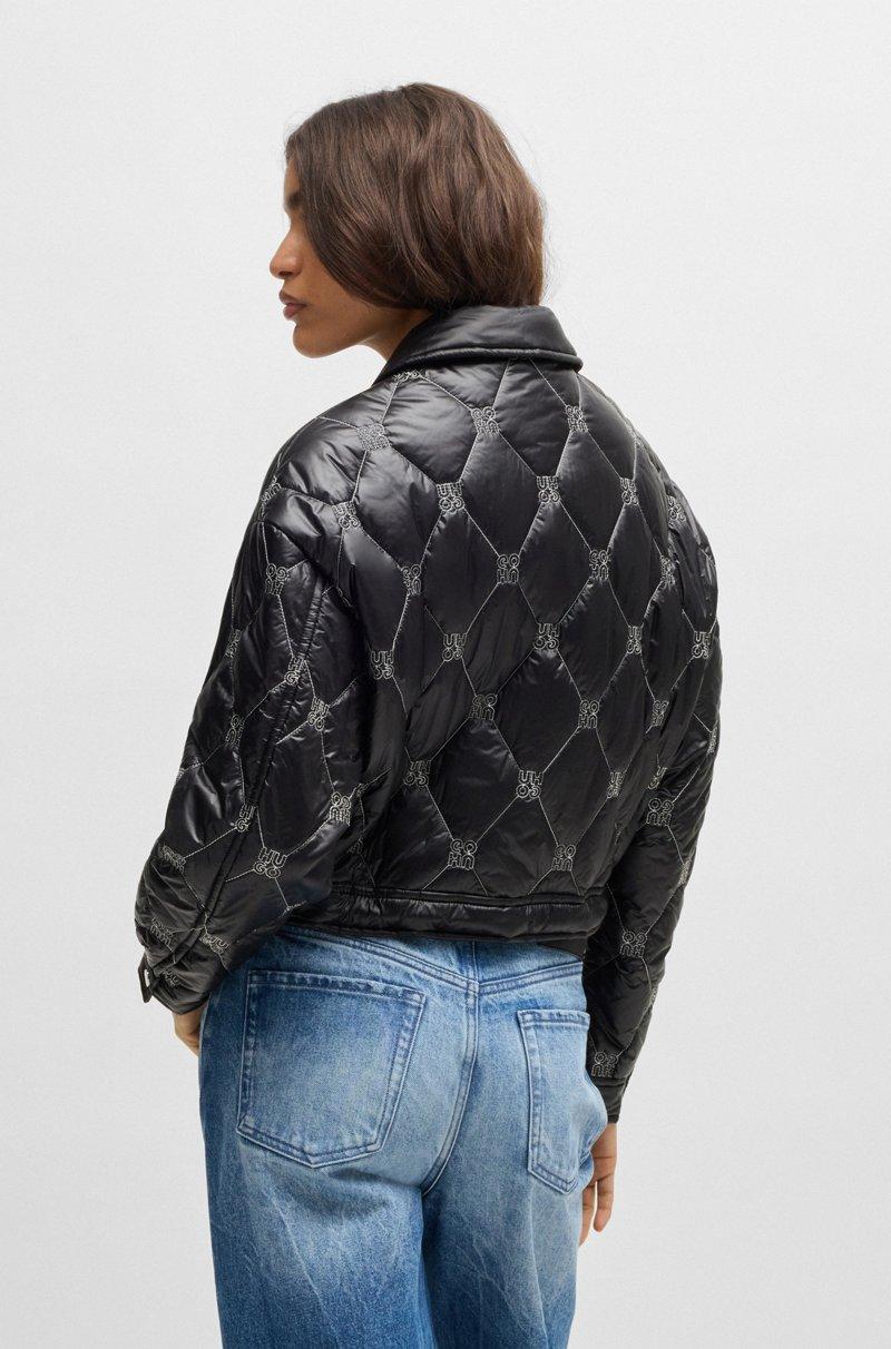 Hugo Boss Chaqueta Forrada Regular Fit Con Tratamiento Repelente Al Agua Y Logos Apilados